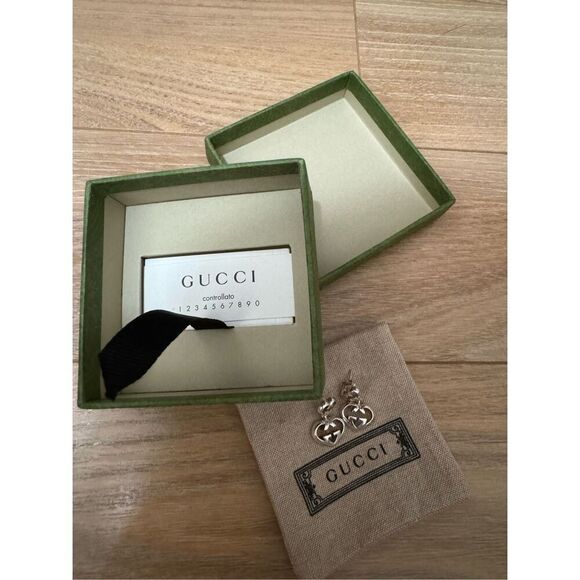 Gucci Sterling Silver Love Britt G Heart Drop Earrings - Picture 1 of 5